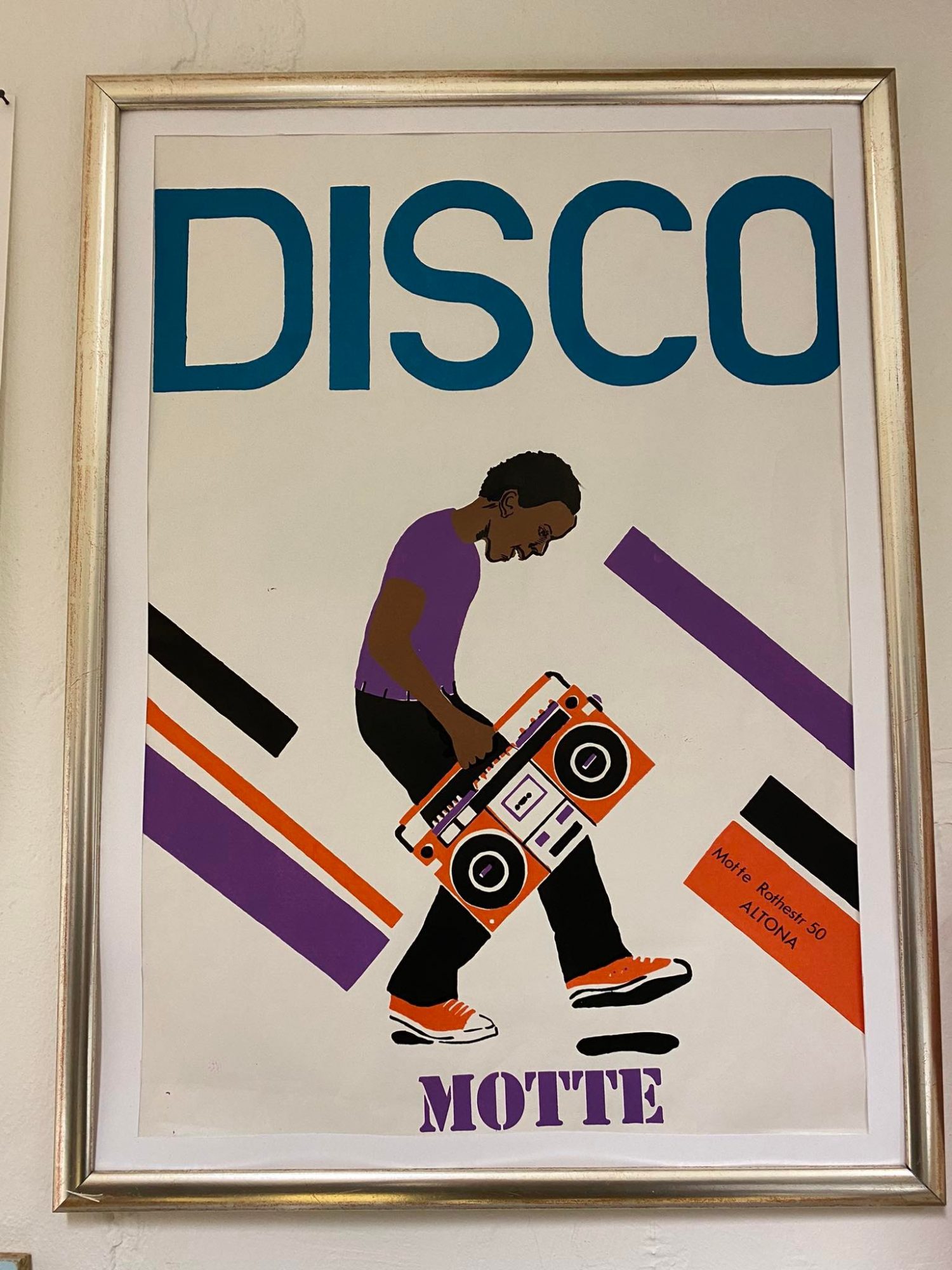 Beispiel-Siebdruck mit der Aufschrift Disco